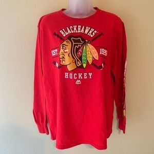 Chicago Blackhawks Graphic Red Tee Shirt, Medium